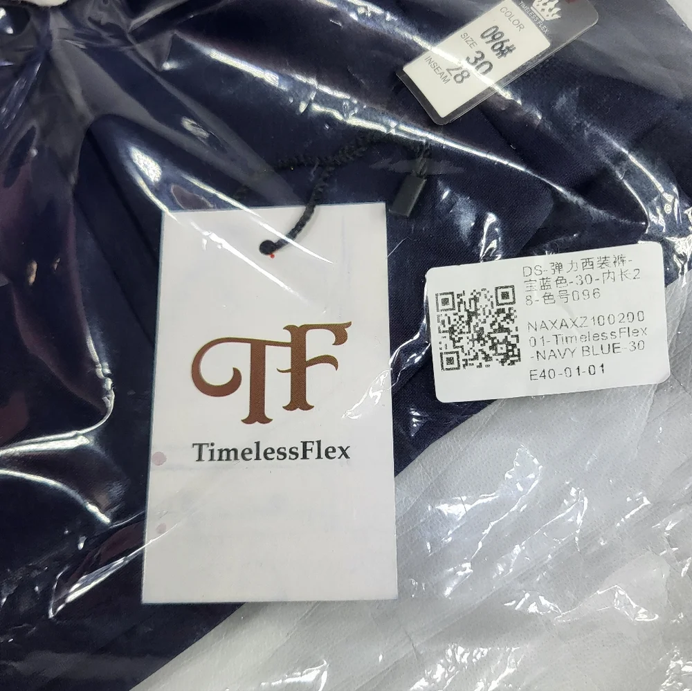 Timeless Flex High Stretch Straight Fit Navy Blue Dress Pants Sz 30x28